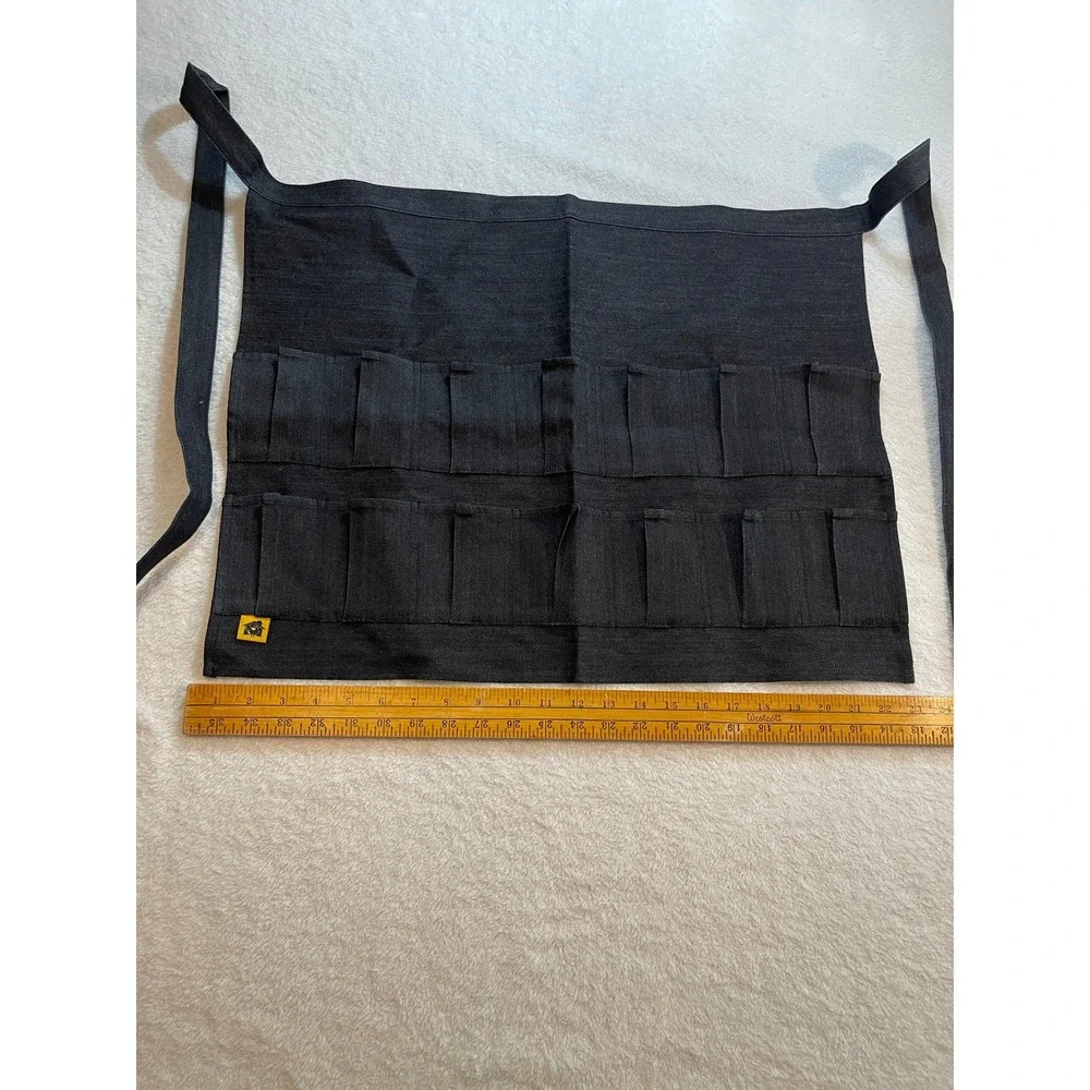 Black Denim Egg Gathering Apron Multi Pocket Garden Waist Apron Farmhouse Style